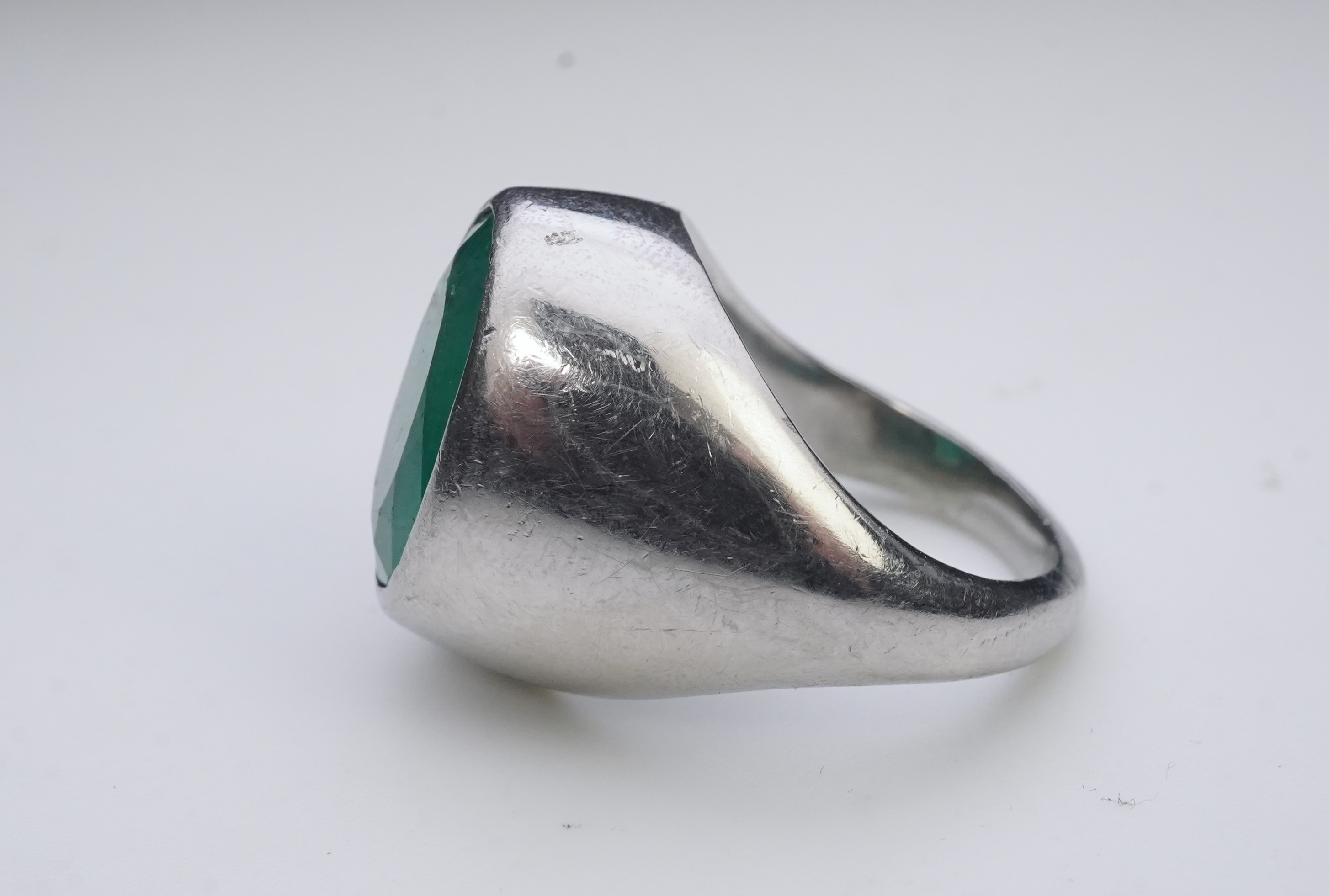 An emerald signet ring